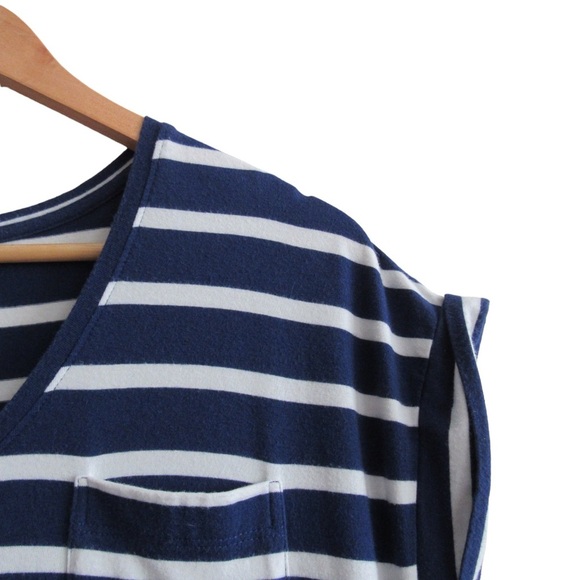 Peruvian Connection Blue White Striped Maxi TShirt Dress Small Pima Cotton Modal - Picture 4 of 8